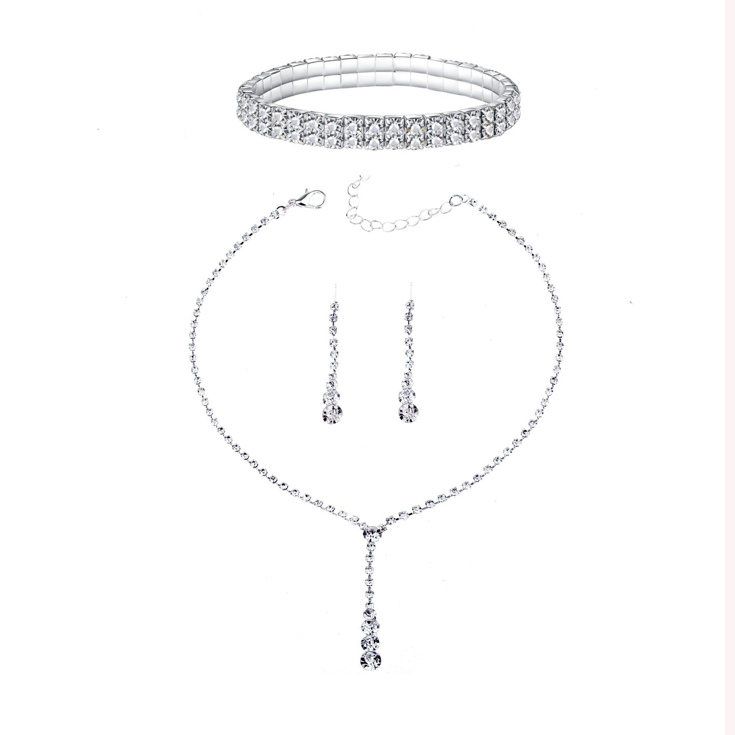 Bridesmaid Prom Costume Rhinestone Bridal Wedding Metal Jewelry Set
