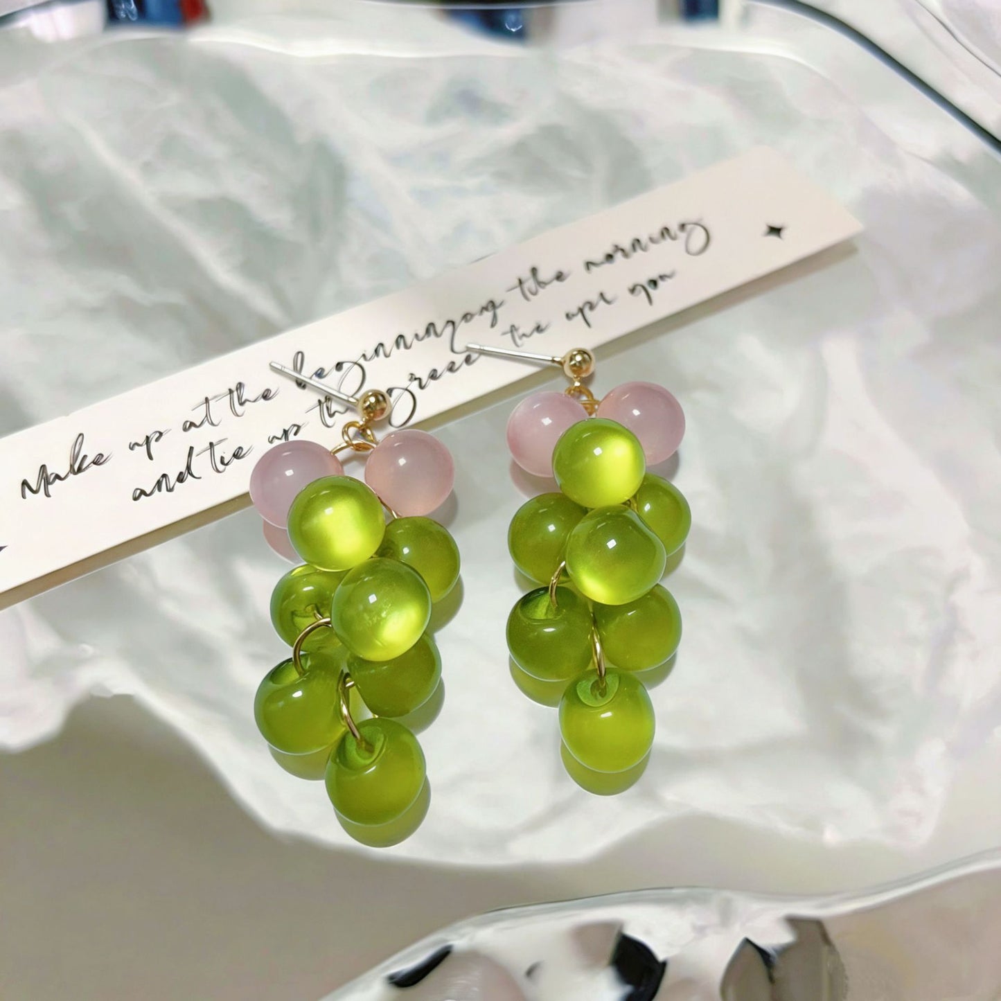 Sweet Grape Bubble Atmosphere Green High Sense Ear Earrings