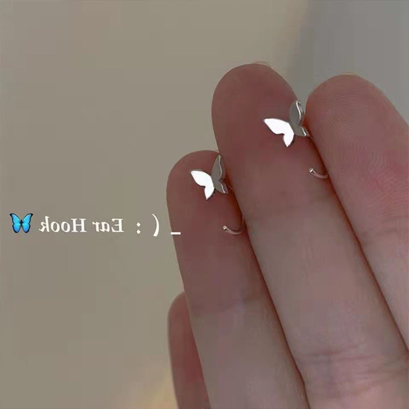 Women's Butterfly For Ear Hook Elegant High-grade Round Face Show Small Rings