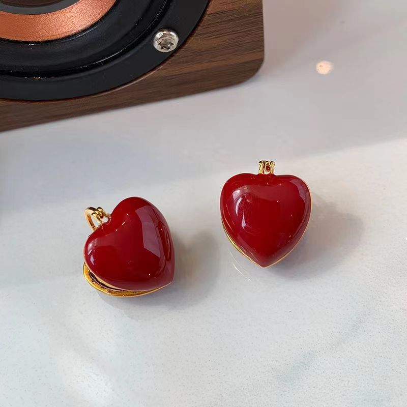 Peach Heart Enamel Light Luxury High-grade Ear Earrings