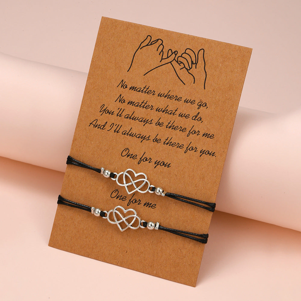 Friendship Minimalist Creative Heart-shaped Wax Line Bracelets