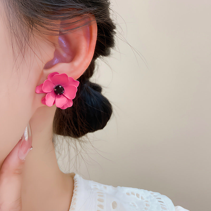 Boucles d'oreilles à fleurs pour femmes, Style coréen, mode rétro, élégance