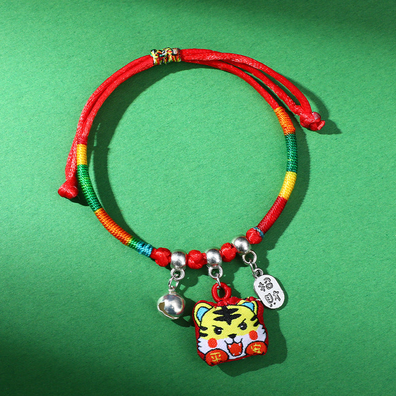 Children's Dragon Boat Festival Colorful Rope Small Tiger Head Lucky Bag Bracelet