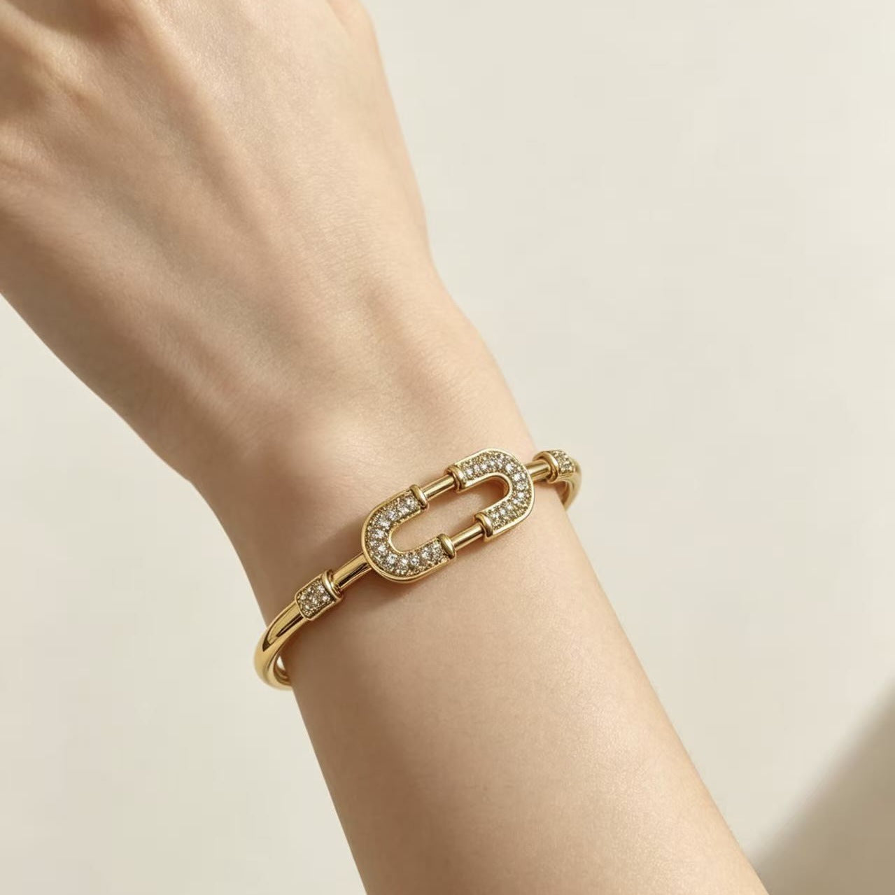 Women's Diamond White Gold Color Micro Inlaid Zircon Light Luxury Wild Bracelet