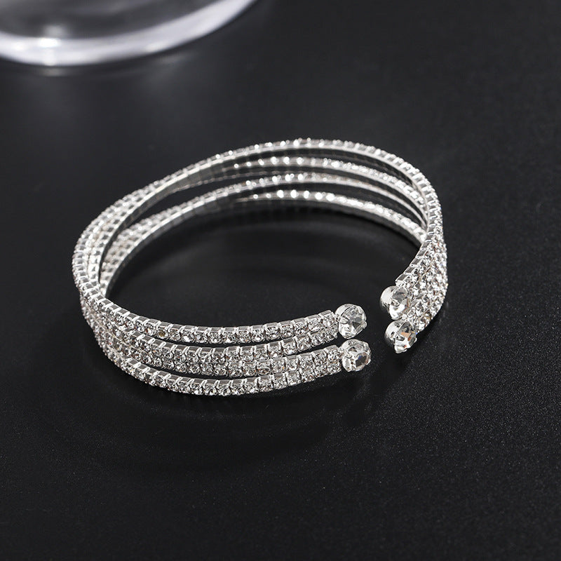 Steel Wire Wide Open Cross Elastic Combination Bracelets