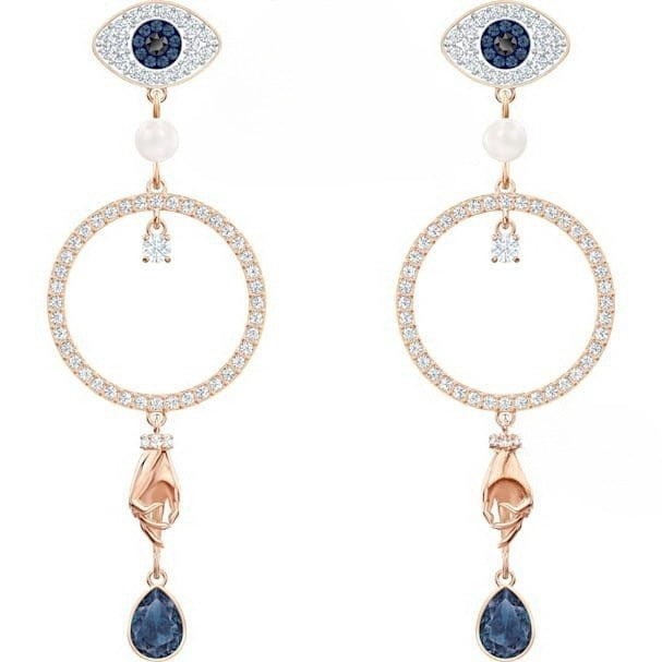 Pair Version Devil's Eye Series Tassel Elements Crystal Rings