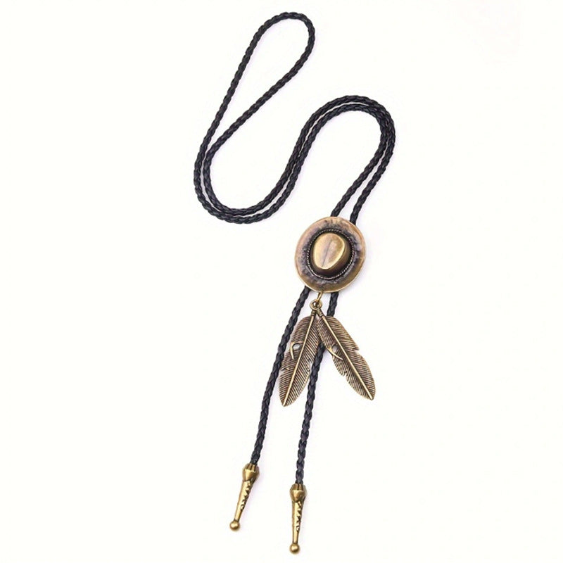Women's & Men's Denim Hat Hip Hop Fedora Feather Couple Polo Collar Sweater Necklaces