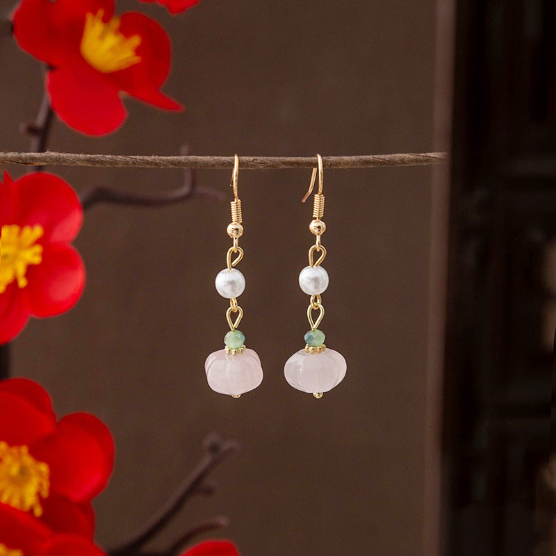 Selection Of Chinese Ancient Style Beaded Long Fringe National Hollow Earrings