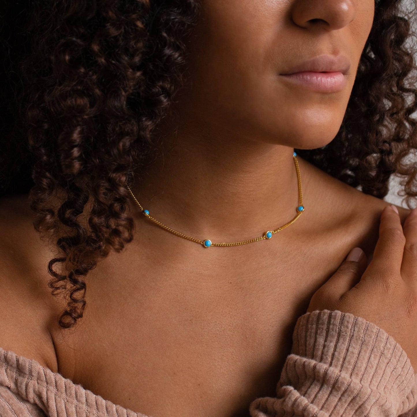 Multiple Natural Turquoise Clavicle Chains Fringed Necklaces