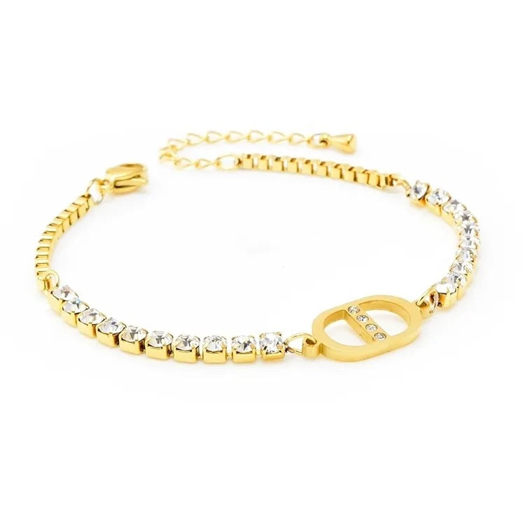 Women's Zircon Titanium Steel Golden Butterfly Retro High Sense Bracelet