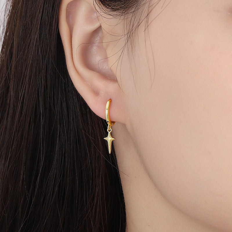 Cross Star Niche Bag Versatile Personality Earrings