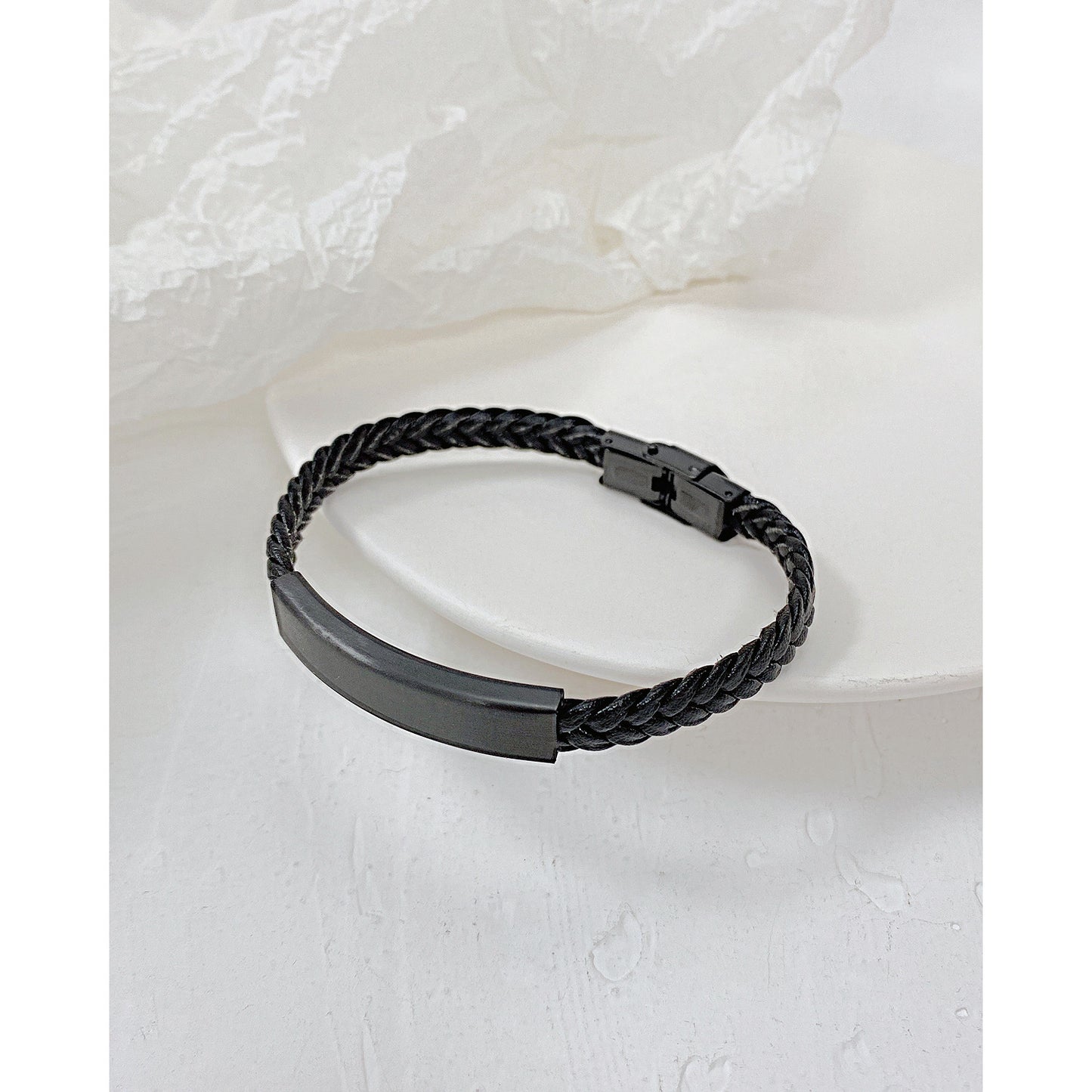 Accessoires pour hommes Bracelets de mode vintage en acier inoxydable noir