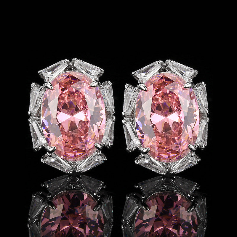 Women's Luxury Fashion Retro High-grade Rose Pink Jewelry Set