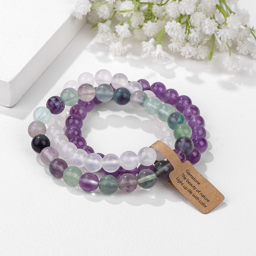 Women's Natural Stone Crystal Beads Amethyst Combination Bracelets