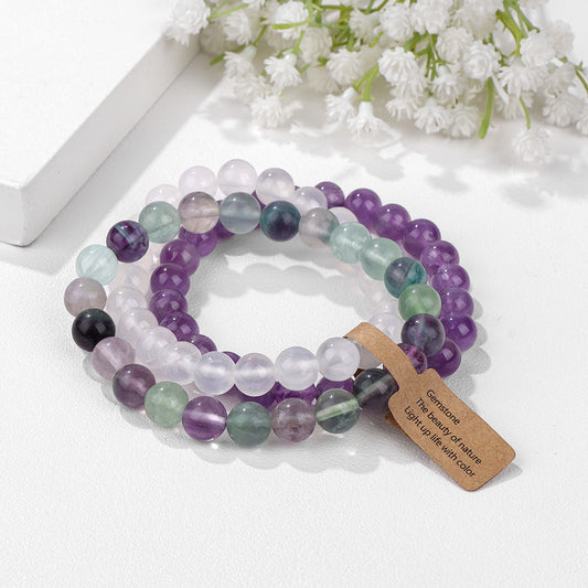 Damen-Armbänder aus Naturstein-Kristallperlen, Amethyst-Kombination