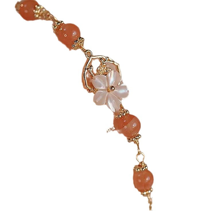 Women's Carnelian Design Retro Fritillary Small Flower Bracelets