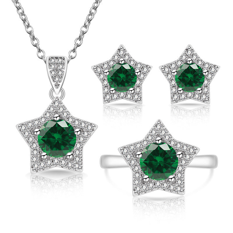 Women's Fashionable Eight Hearts Arrows Colored Gems Jewelry Set