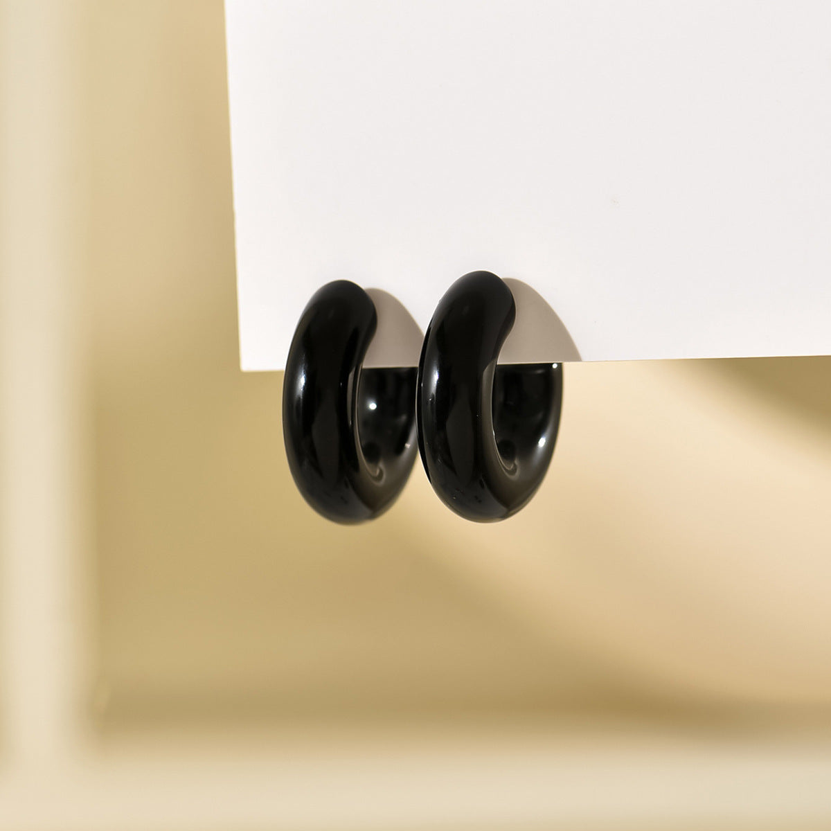 Small Ear Trendy Exquisite Acrylic Candy Color Rubber Effect Paint Rings