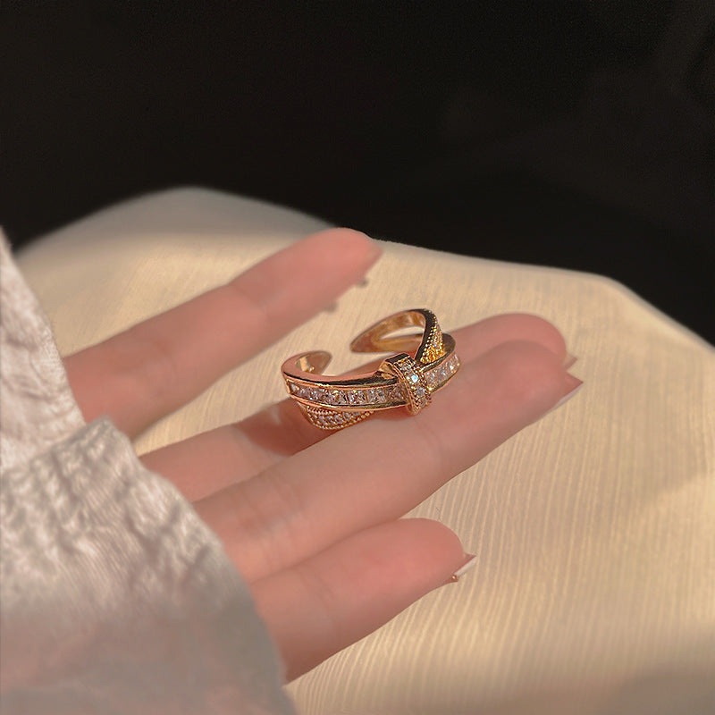 Zircon Cross Female Fashion Personalized Index Finger Trendy Rings