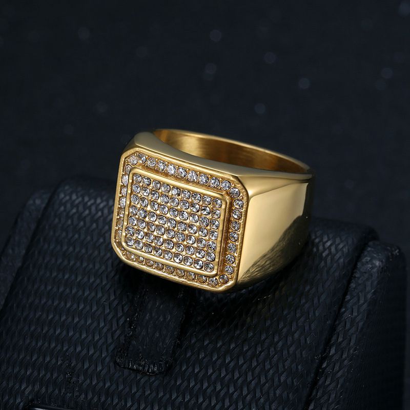 Men's Hip Hop Titanium Steel Vacuum Plating Full Ring