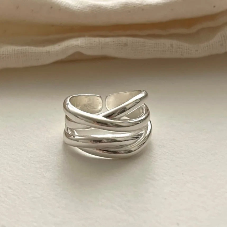 Irregular Highlight Line Cross Fashion Personality Ring
