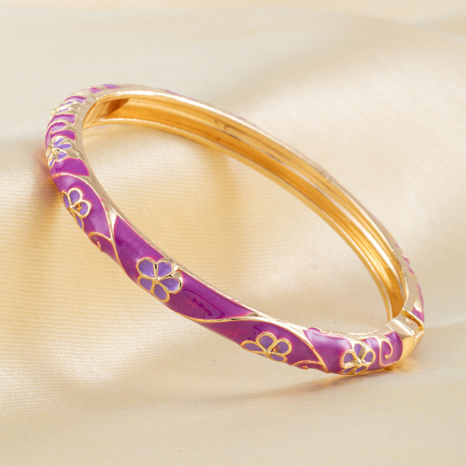 Flower Enamel Color Open-ended National Fashion Chinese Style Light Luxury Bracelet