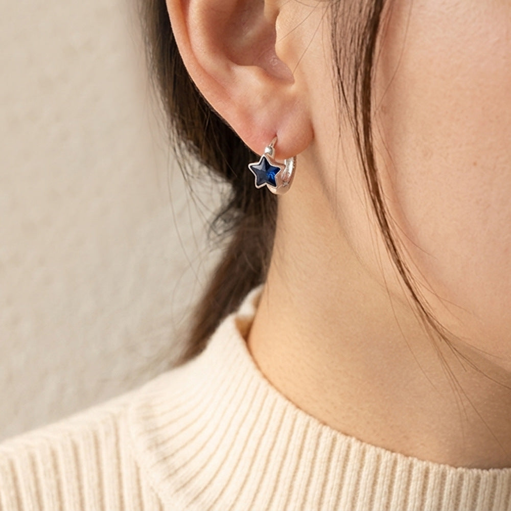 Star Mango Blue Ear Clip Light Luxury Texture Niche Design Earrings