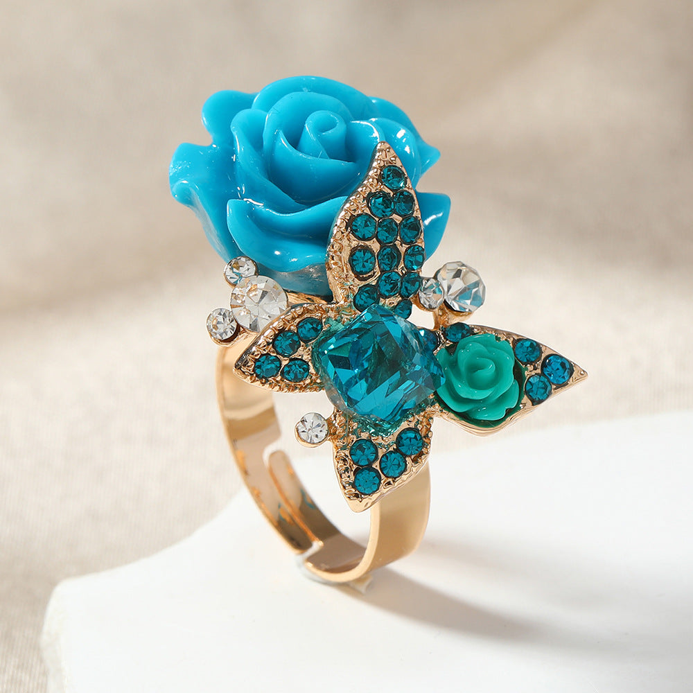High Quality Fashion Minority Design Butterfly Rose Rings