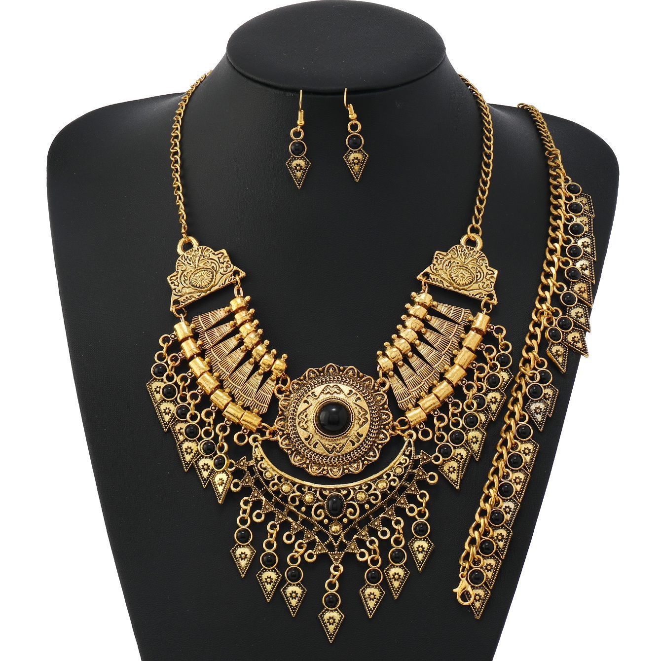 Ethnic Style Vintage Tassel Sweater Chain Jewelry Set