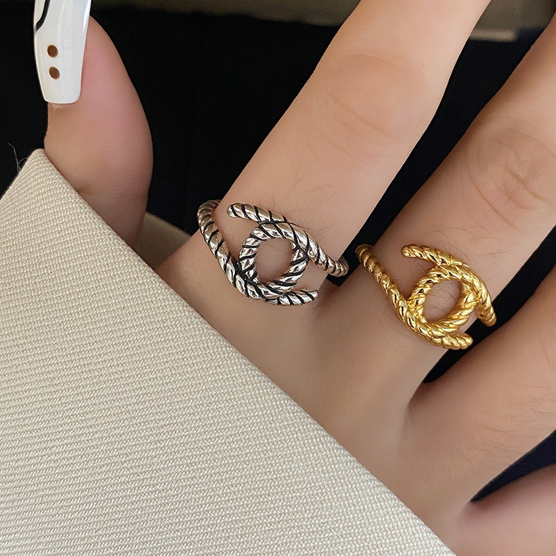 Mori Style Mysterious Eye Design Twist Braid Fine Rings