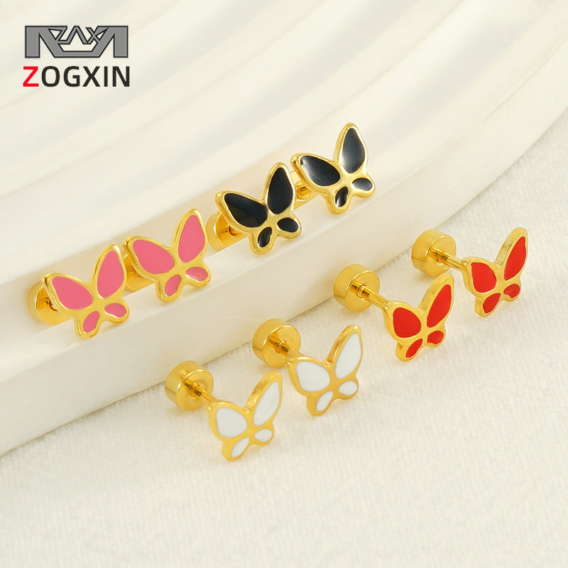 Women's Fashion Butterfly Ear Bone Cute Sweet Stainless Steel Rings
