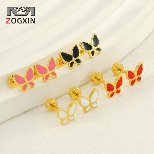Women's Fashion Butterfly Ear Bone Cute Sweet Stainless Steel Rings