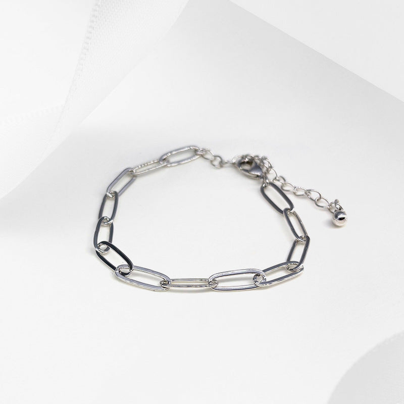 Clip Female Brass Real Gold Plating Spring Cuban Link Chain Bracelet