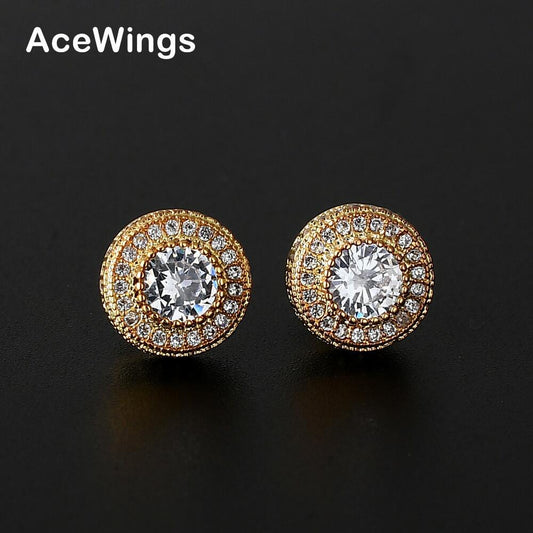 Women's & Men's & Copper Round Full Zircon Hip Hop Rings