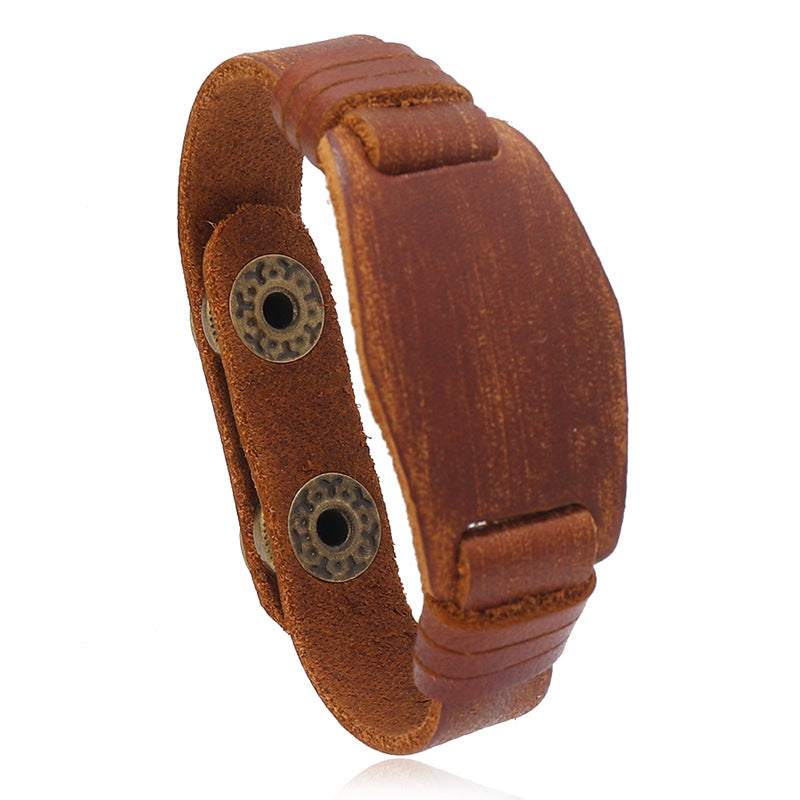 Herren Vintage Ornament Echtleder Punk Gewebte Armbänder