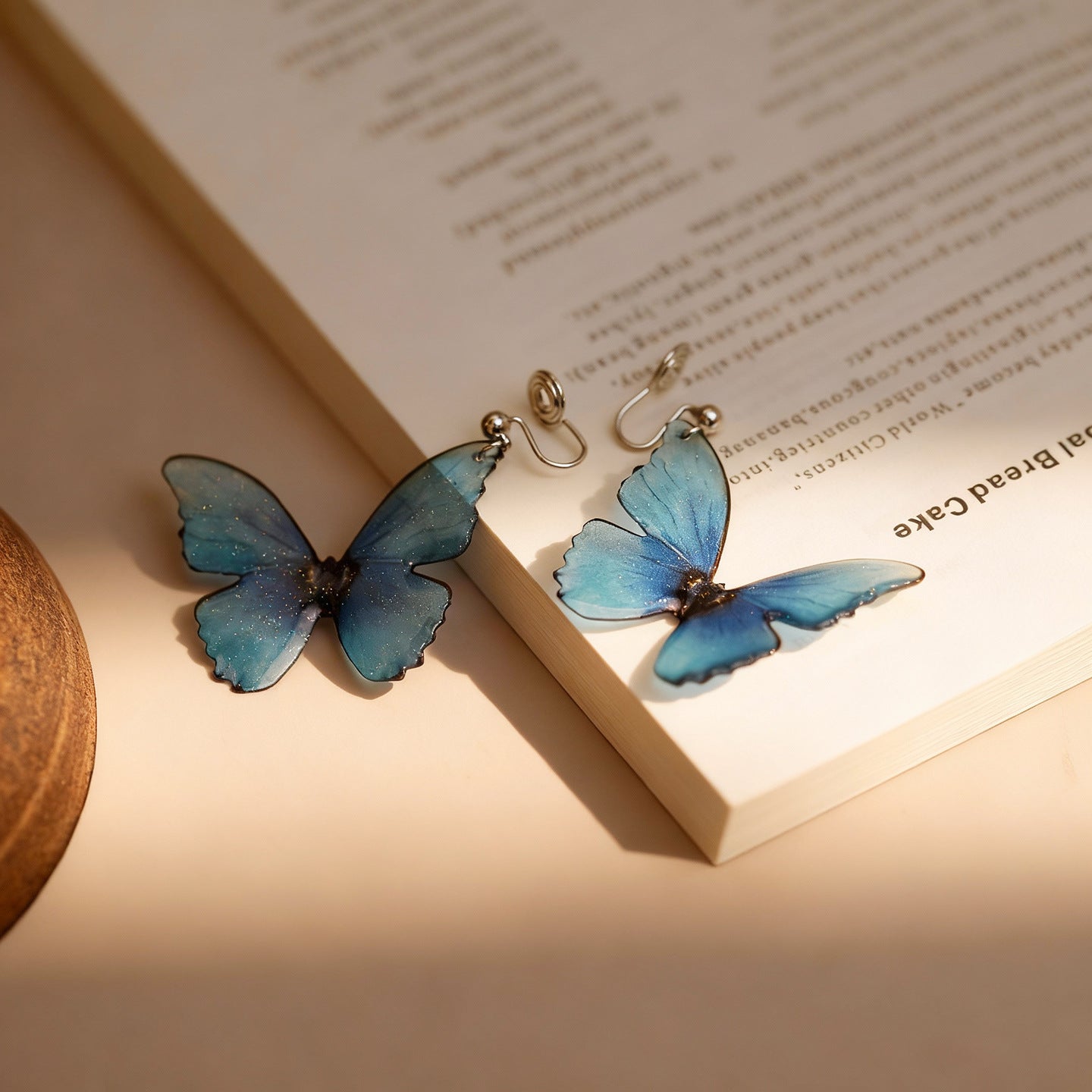Summer Fantasy Blue Butterfly Gradient Streamer Wings Fairy Elf Ear Clip
