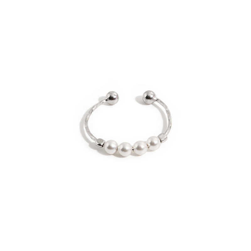 Small Pearl Open Version Simple Design Personalized Cold Ring