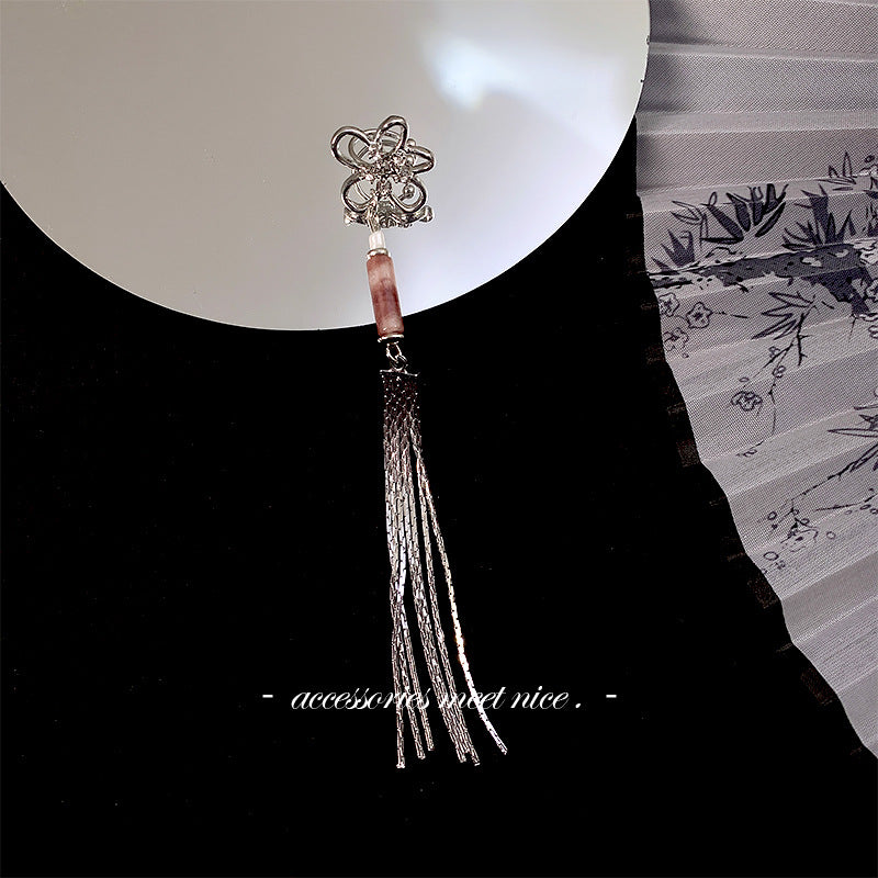 Style Long Niche Tassel Flower Beaded Pendant High-grade Retro Earrings