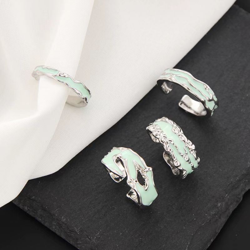 Design National Fashion Mint Green Open Drip Rings