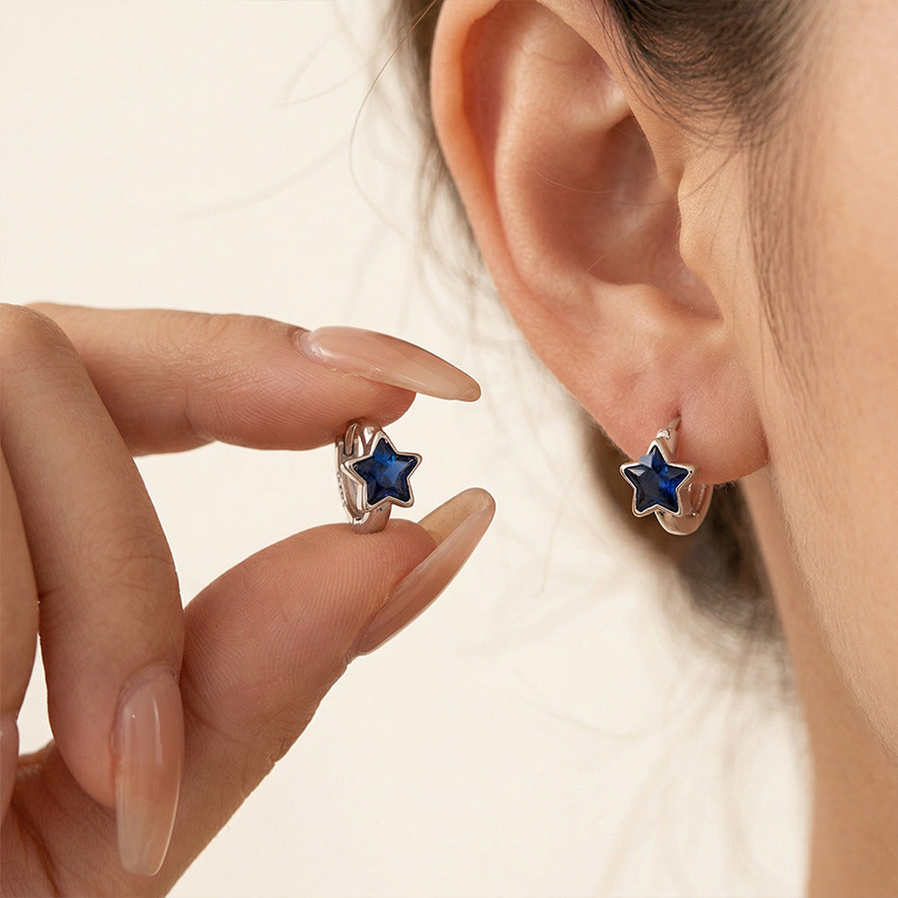 Star Mango Blue Ear Clip Light Luxury Texture Niche Design Earrings