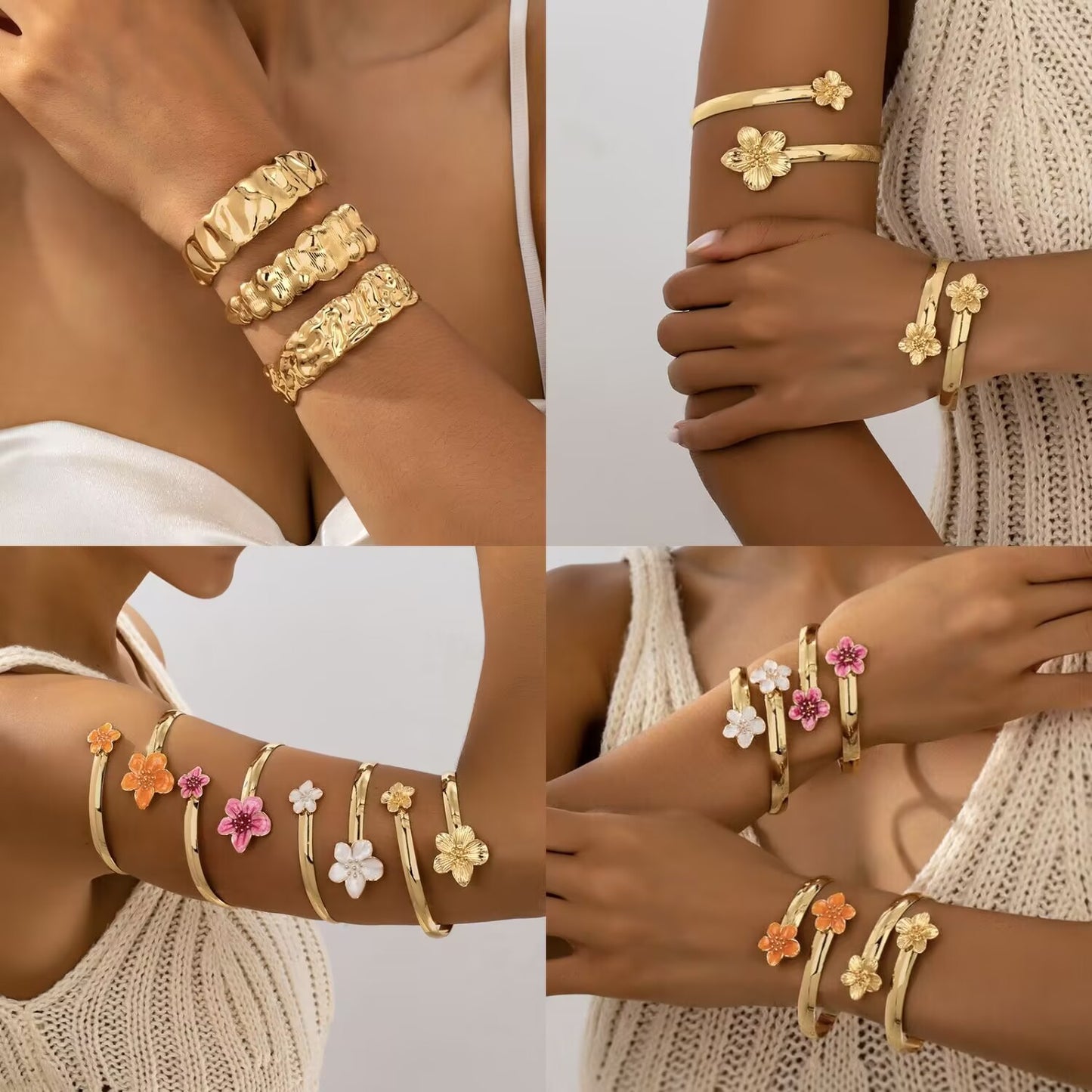 Pleated Flower Pattern Open Fashion Refined Bracelet