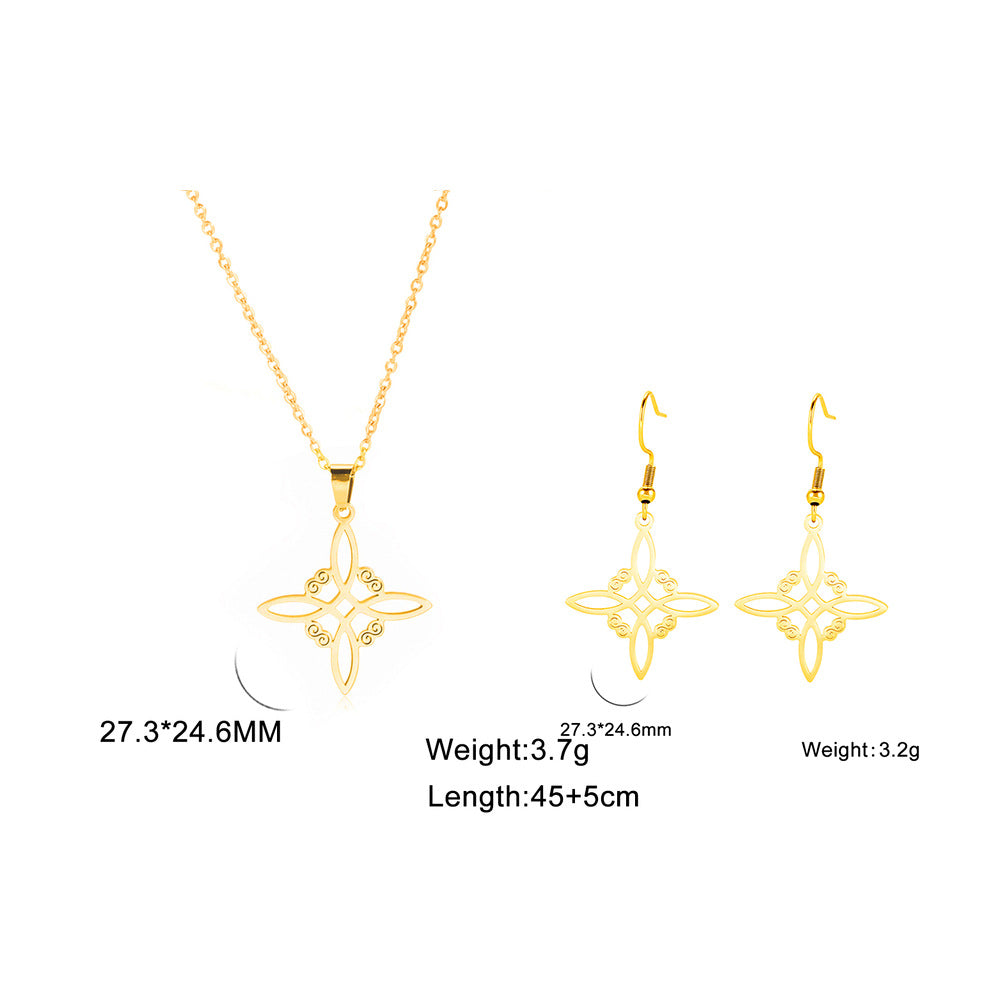 Witch Knot S-shaped Cut Stainless Steel Jewelry Set