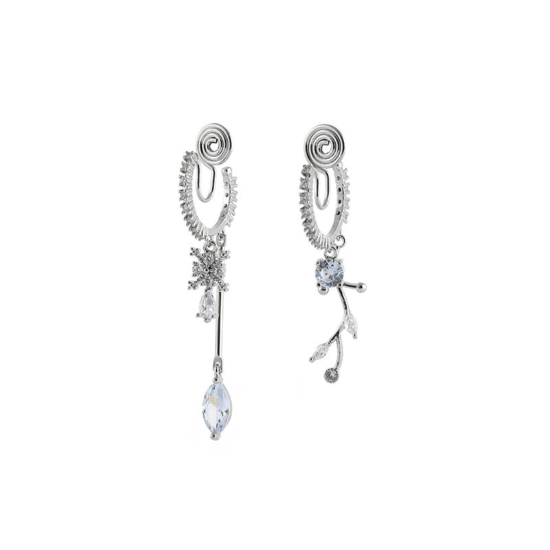 Top Floor 2 Kim Eardrops Zircon Sier Needle Rings