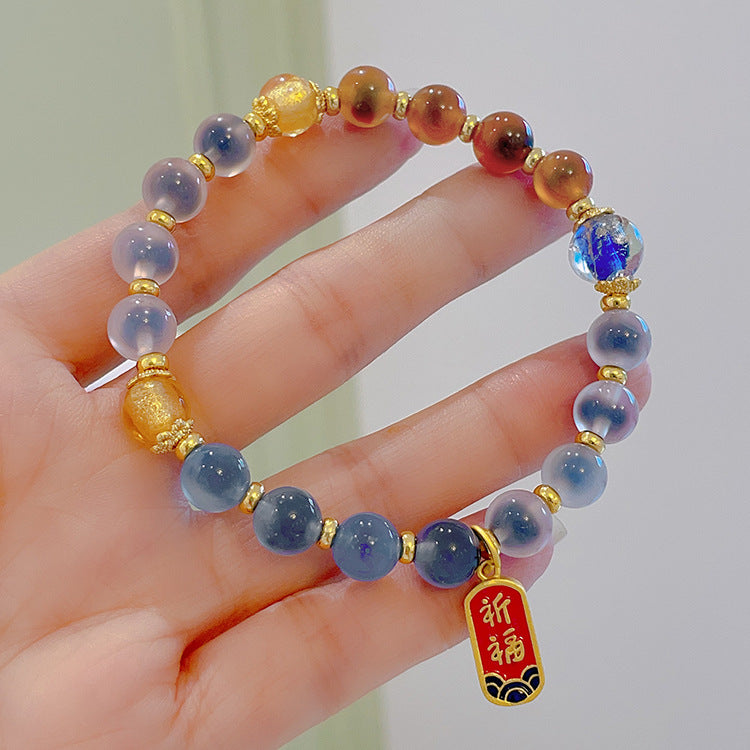 Bracelets de bête en or avalant de l'agate de coeur de sucre