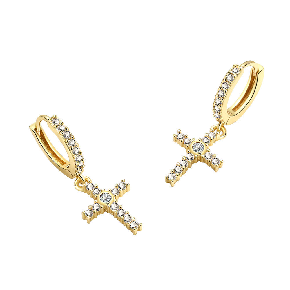 Women's Cross Micro Rhinestone Ear Clip Zircon Earrings