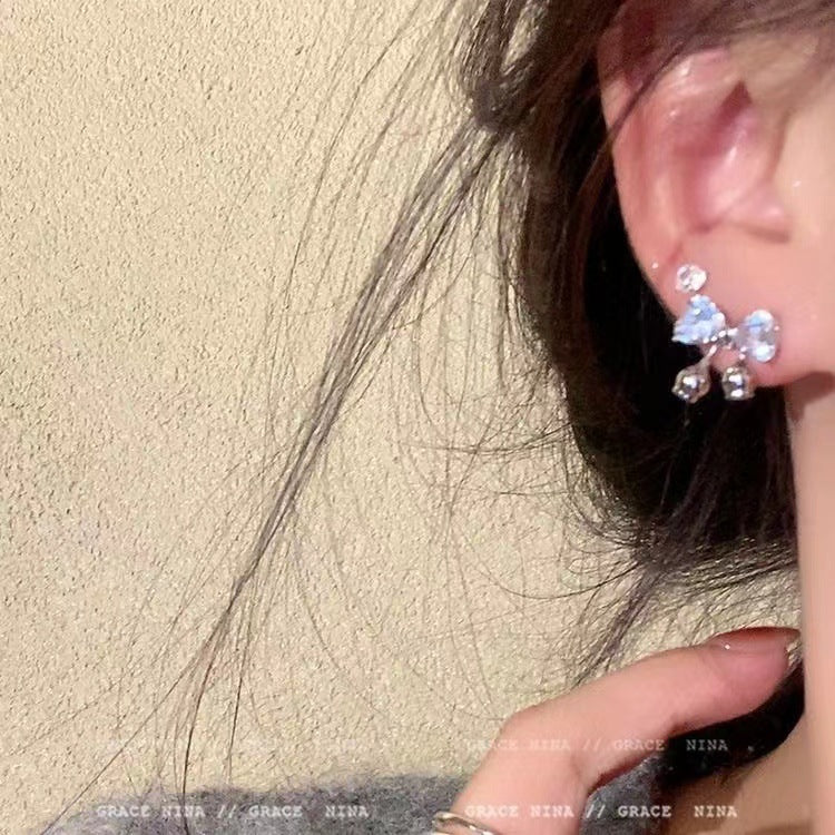 Women's Exciting Choice Gentle Rhinestone Bow Light Stud Earrings
