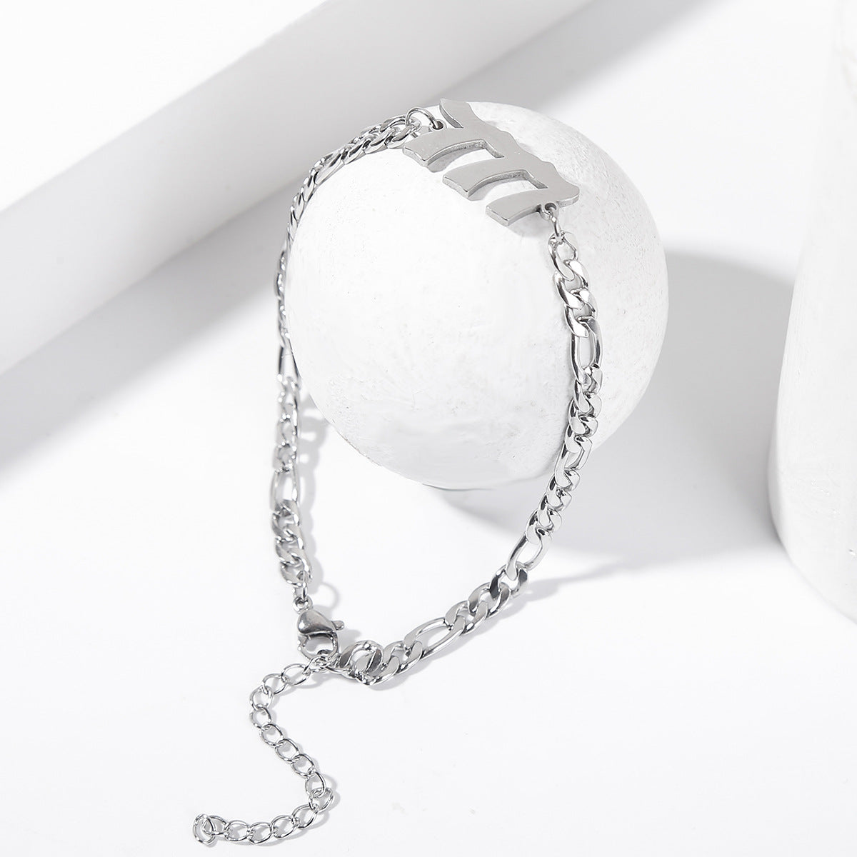 Bracelets de cheville en acier inoxydable avec pendentif numérique en titane et acier pour femmes