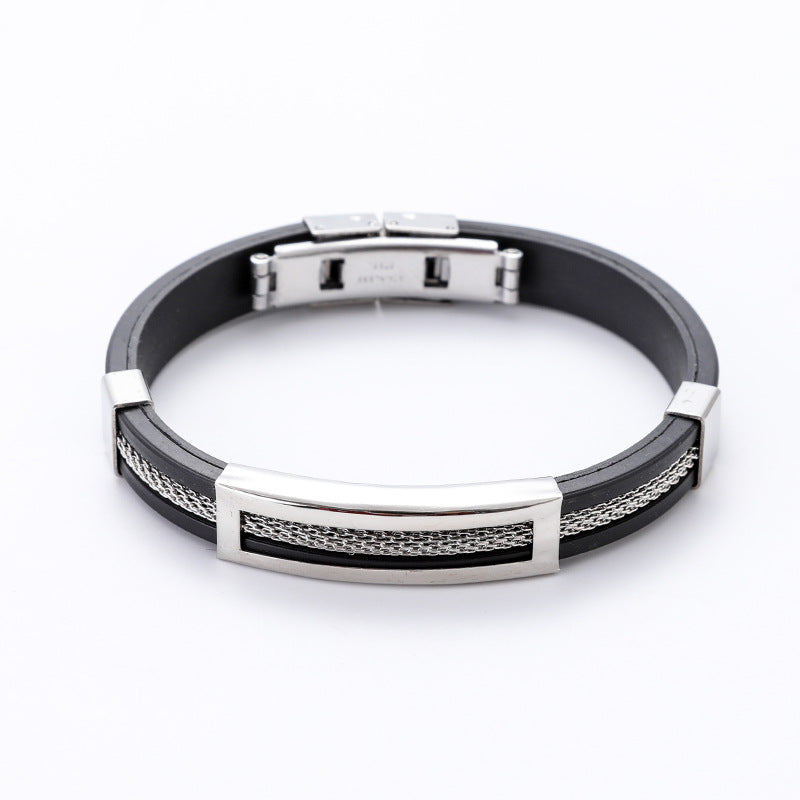 Men's Chain Titanium Steel Fashion Punk Silicone Bracelets