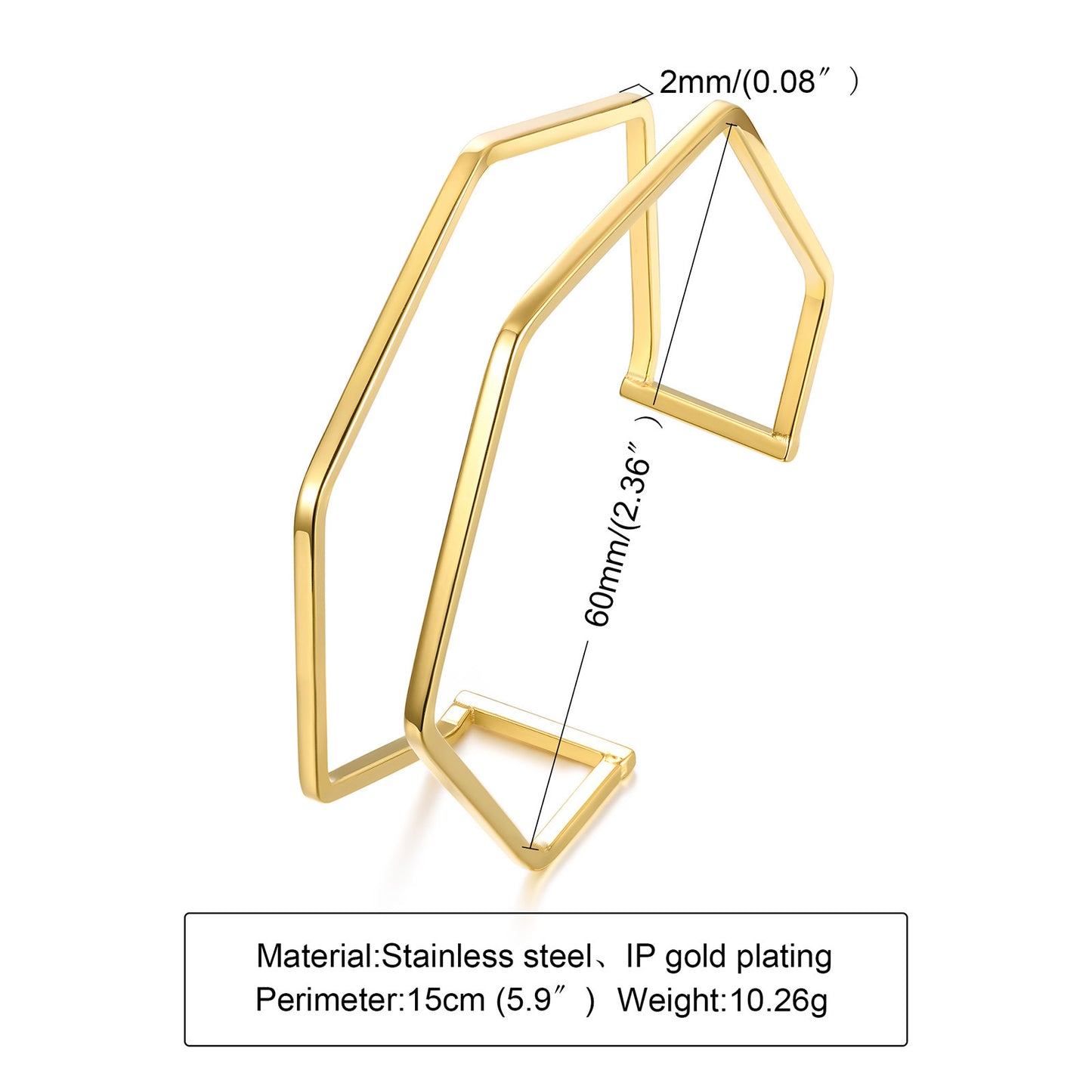 Women's Open-ended Fashion Simple Geometric Stainless Steel Gold Knotted Bracelets