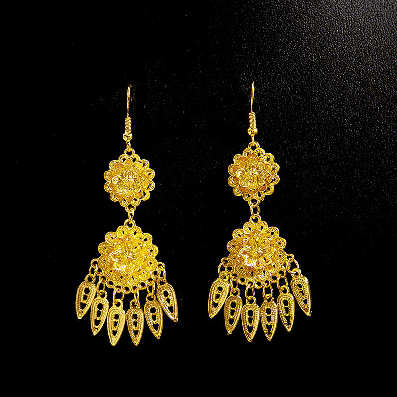 Style Peacock Golden Bell Tassel Bohemian Earrings